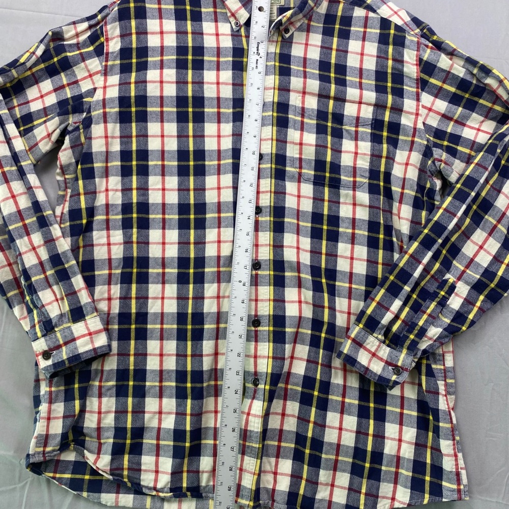 L.L. LL Bean Scotch Plaid Flannel Shirt Mens XL Tall Blue Red Yellow Button Down - Picture 9 of 13
